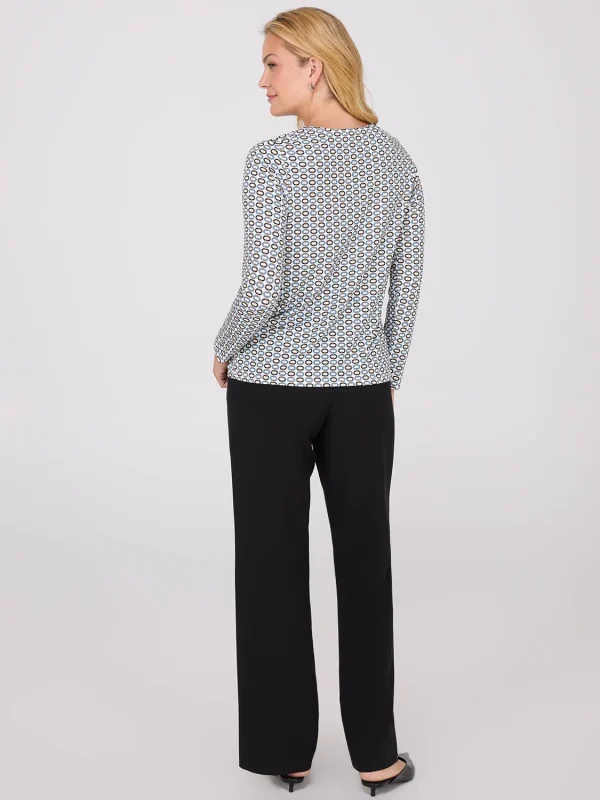 Chain Keyhole Printed Long Sleeve Top - Image 4