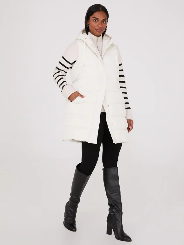 Long Hooded Puffer Vest - Image 19