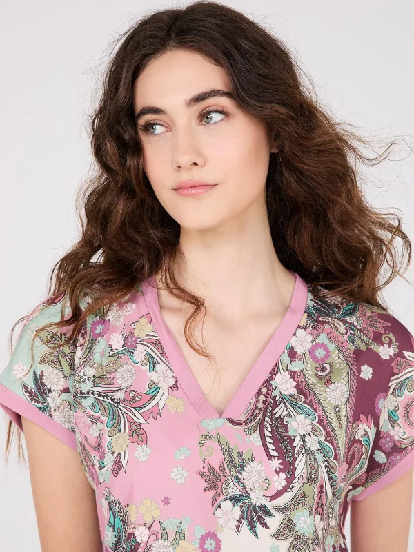 Paisley Print Short Dolman Sleeve Top - Image 3
