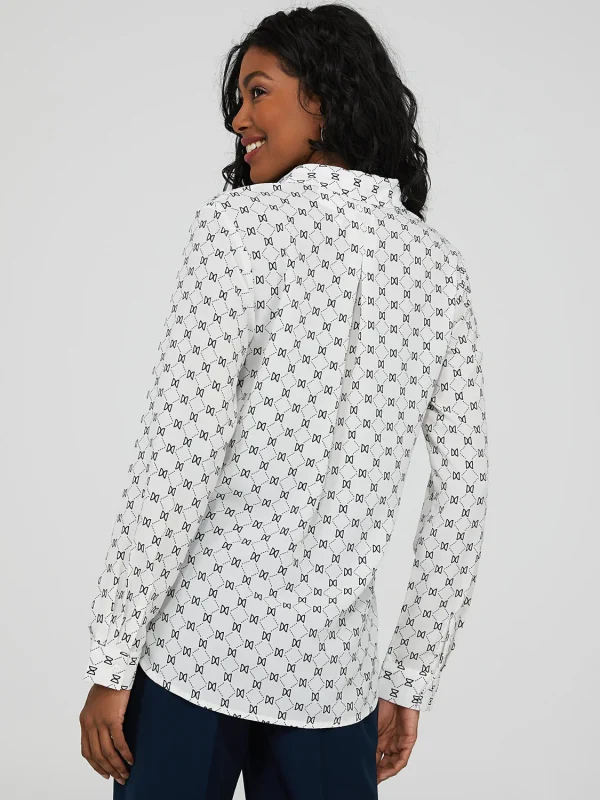 Button Down Blouse With Notch Collar - Image 4