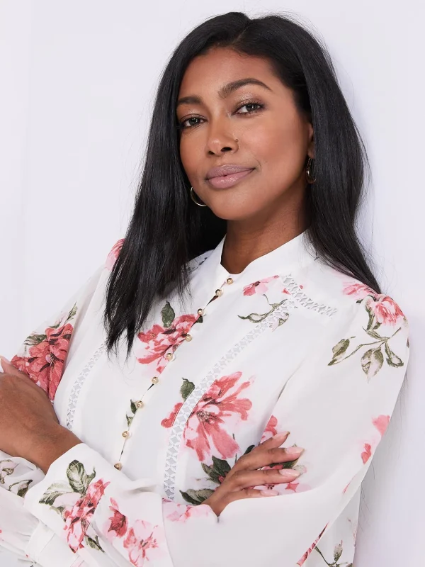 Floral Print Button-Front Blouse - Image 2