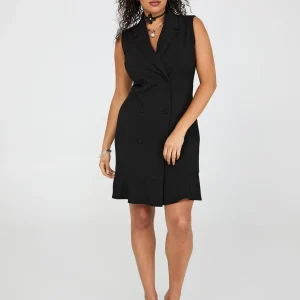 Sleeveless Blazer Dress With Flounce Hem