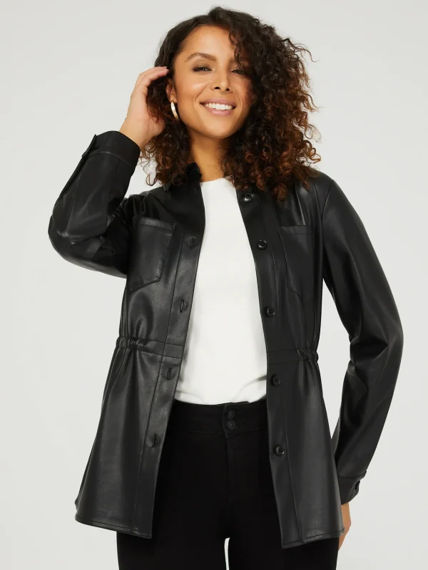 Drawstring Shacket With Front Pockets - Image 4