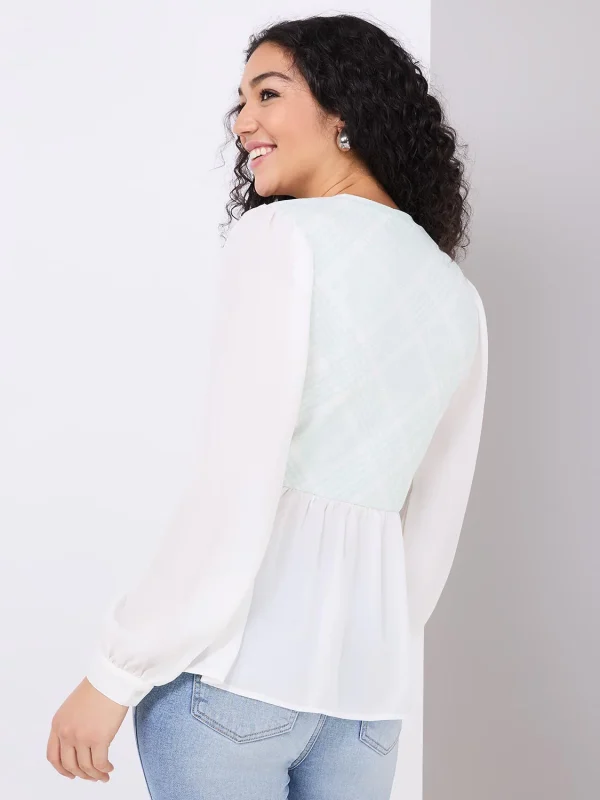 2-Fer Plaid Top With Peplum Bottom - Image 4