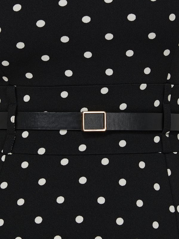 Polka Dot Belted Midi Dress - Image 6