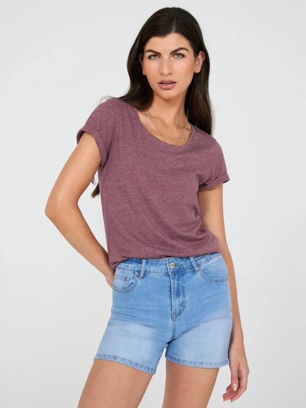 Scoop Neck Melange T-Shirt - Image 10