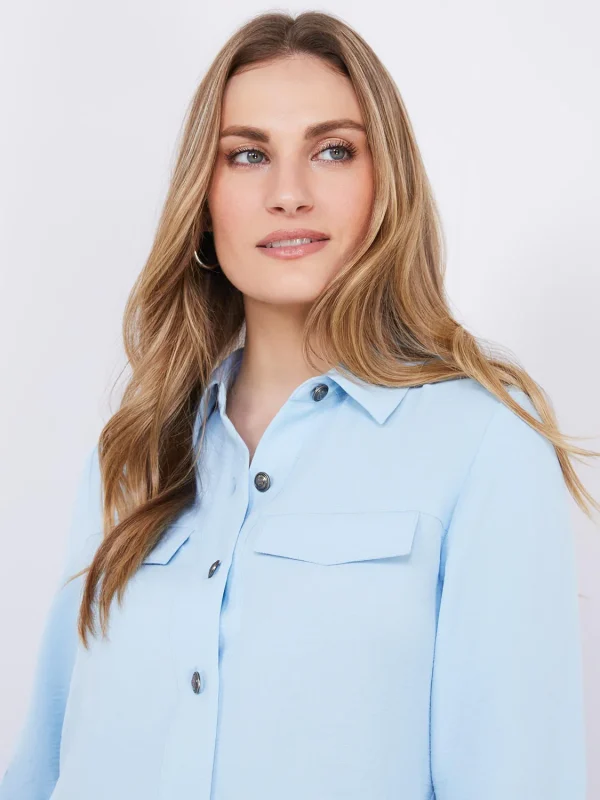 Utility Pocket Button-Front Blouse - Image 9