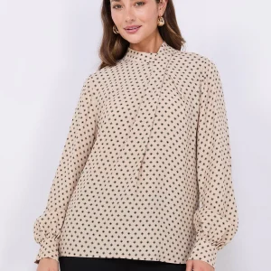 Geo Print Asymmetrical Mock Neck Top