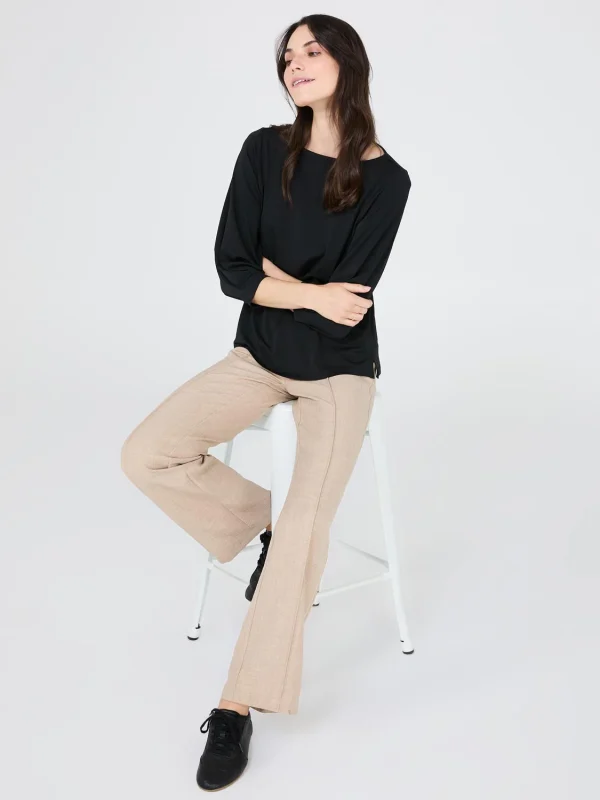 3/4 Pleated Sleeve Boat Neck Top - Image 2