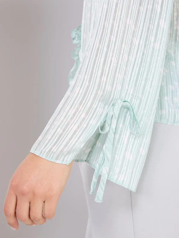 Floral Print Ruffle V-Neck Popover Blouse - Image 5
