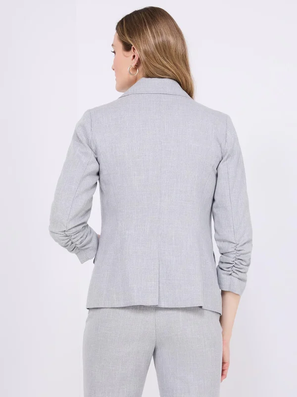 One-Button Ruched Sleeve Blazer - Image 5