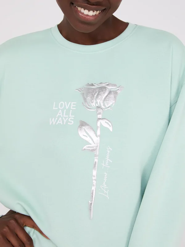 Foil Flower Graphic Sweatshirt - Image 2