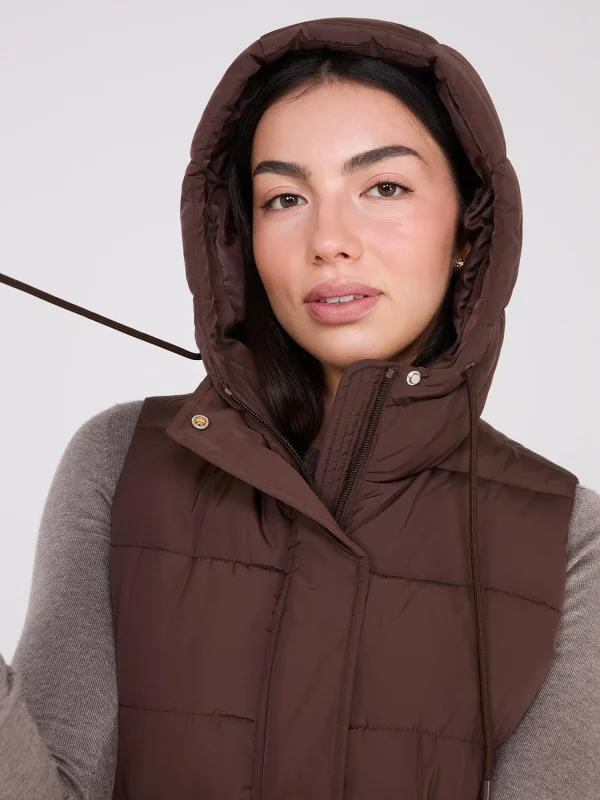 Long Hooded Puffer Vest - Image 15