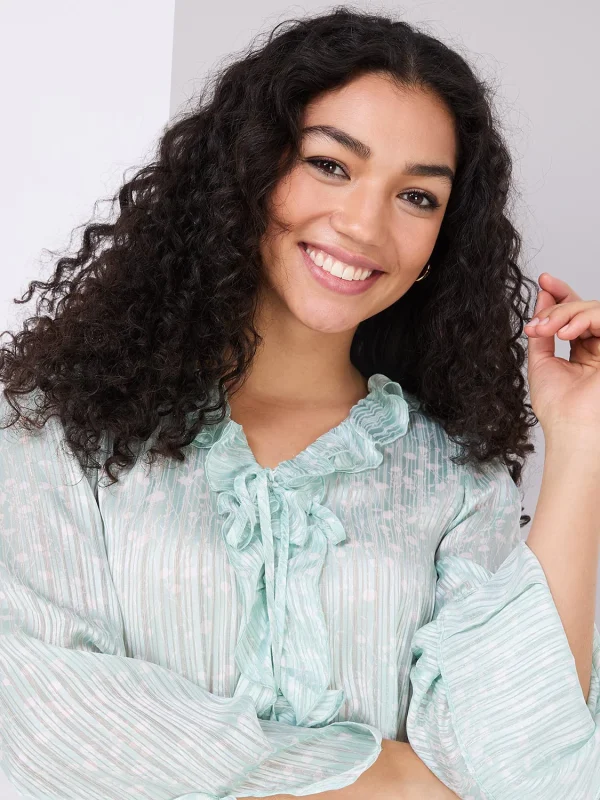 Floral Print Ruffle V-Neck Popover Blouse - Image 2
