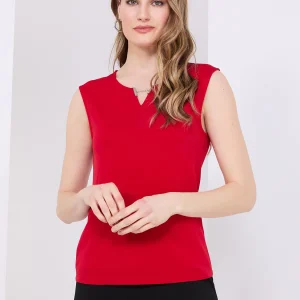 Sleeveless Top With Metal Bar Detail