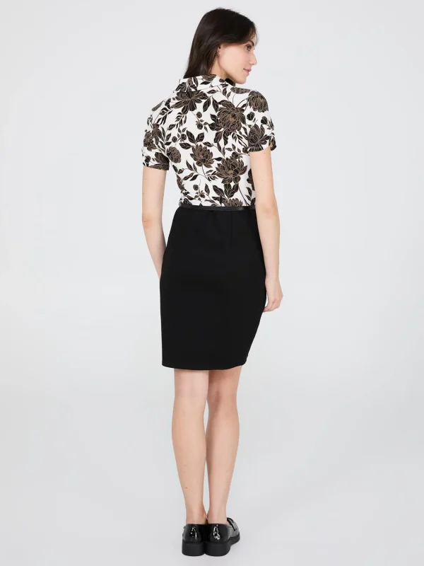 2-Fer Floral Print Collared Sheath Dress - Image 4