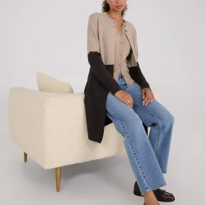 Colour Block Notch Collar Duster