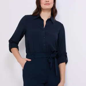 Textured Button-Front Blouse