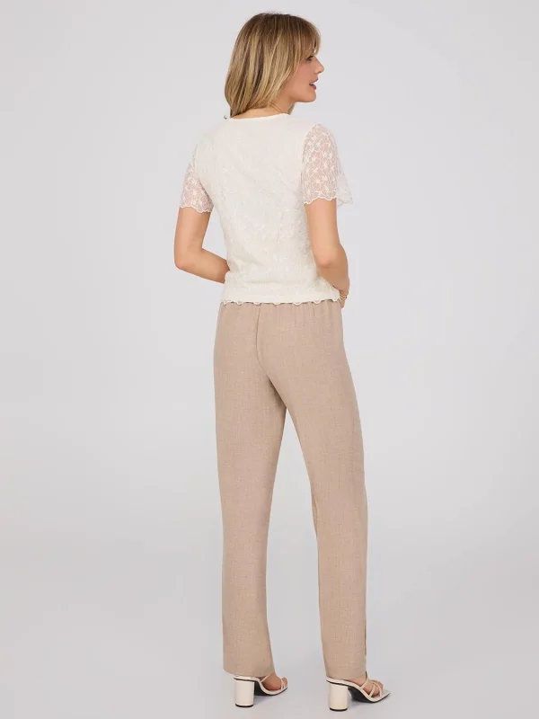 Floral Embroidered Mesh Top With Scallop Edges - Image 3