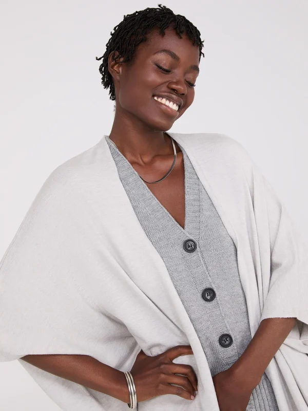 Dolman Sleeve Open Cape Sweater - Image 2