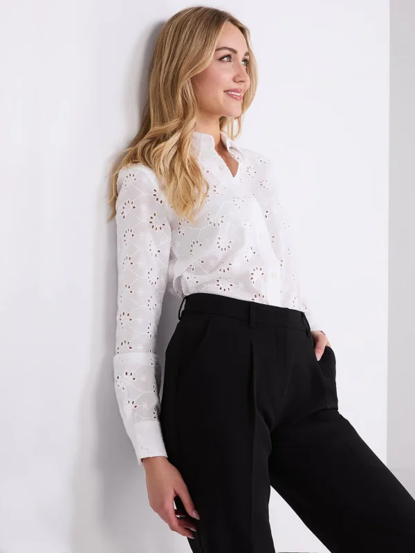 Eyelet Button-Front Blouse - Image 4
