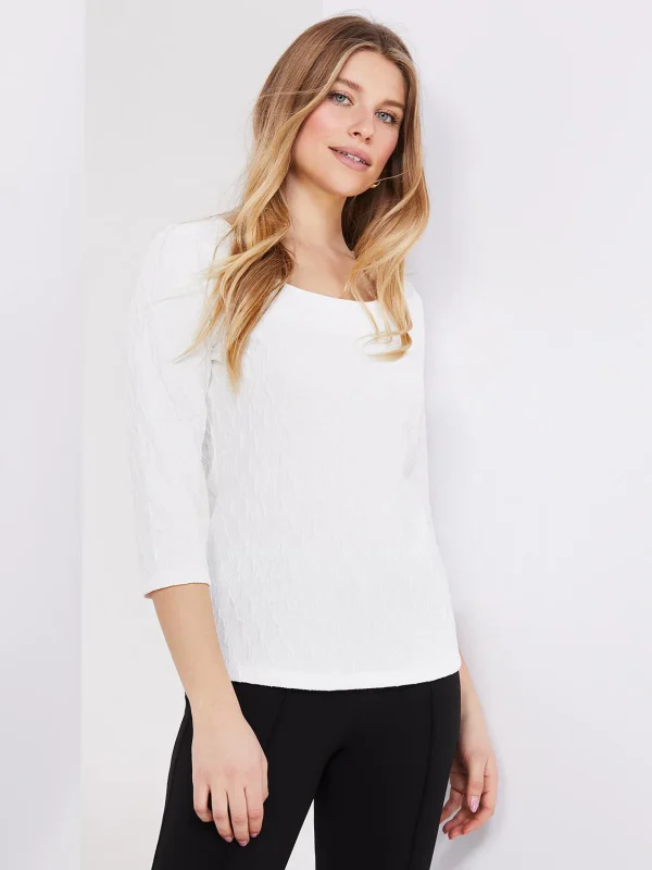 3/4 Sleeve Jacquard Print Top - Image 9