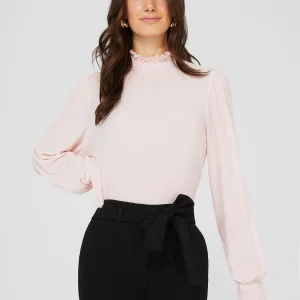Textured Plisse Mock Neck Top
