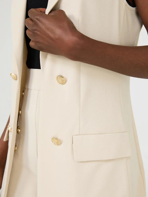 4-Button Sleeveless Open Blazer - Image 4