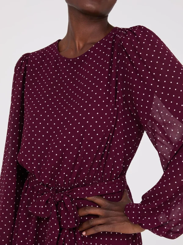 Dot Print Chiffon Fit & Flare Mini Dress - Image 3