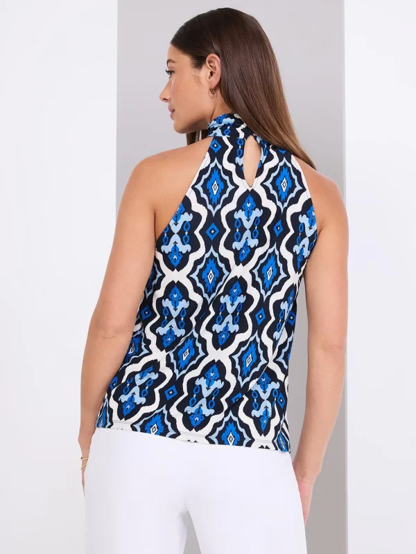 Tile Print Mock Neck Halter Top - Image 4