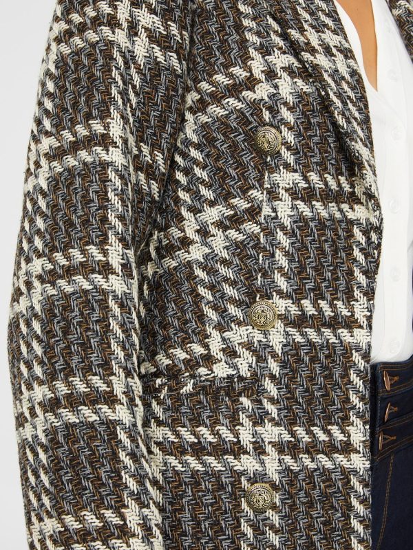 6-Button Plaid Jacquard Boucle Blazer - Image 6
