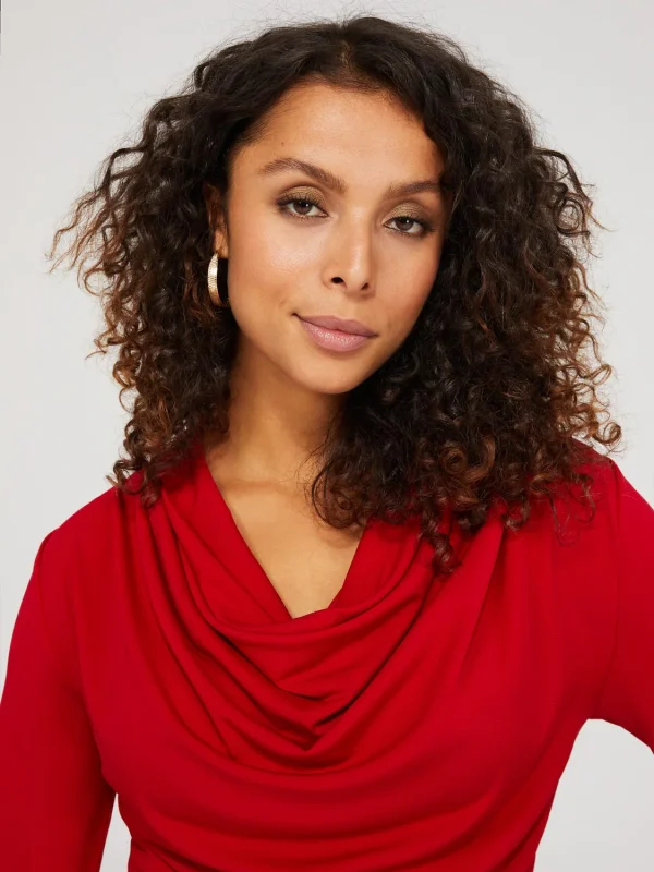 Cowl Neck Top With Pleat Details - Image 3