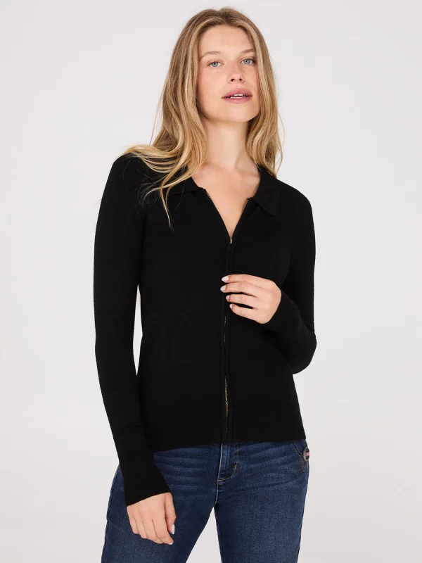Collared 2-Way Zip-Front Sweater - Image 3