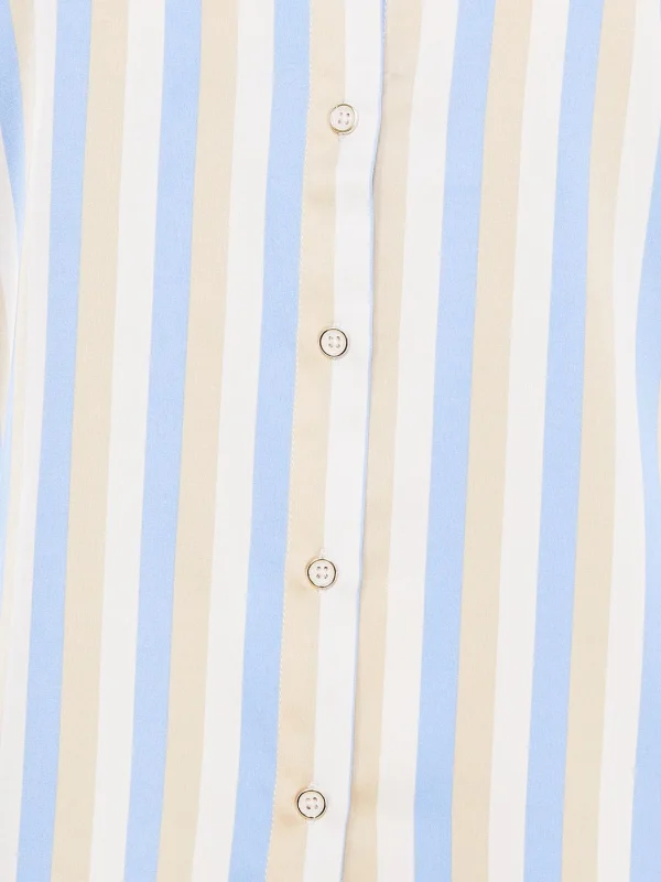 Multi Colour Striped Satin Button-Front Blouse - Image 6