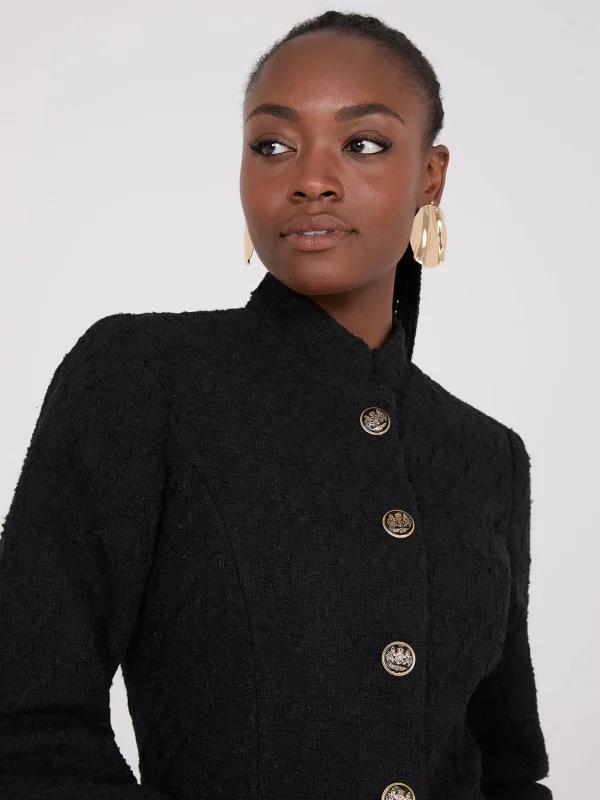 Boucle Blazer With Mandarin Collar - Image 3