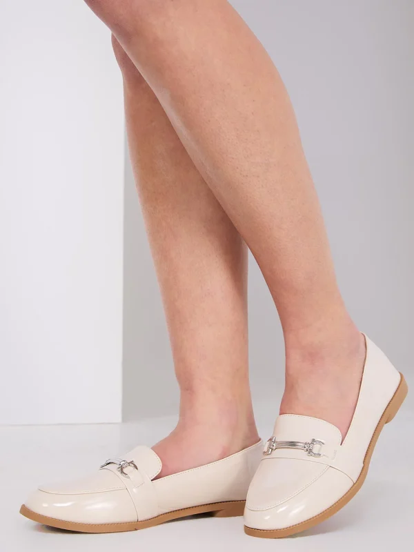 Faux Leather Loafers With Metal Bar - Image 3
