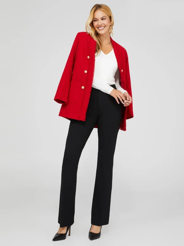Long Open Boucle Blazer With Fringe Lapels - Image 2