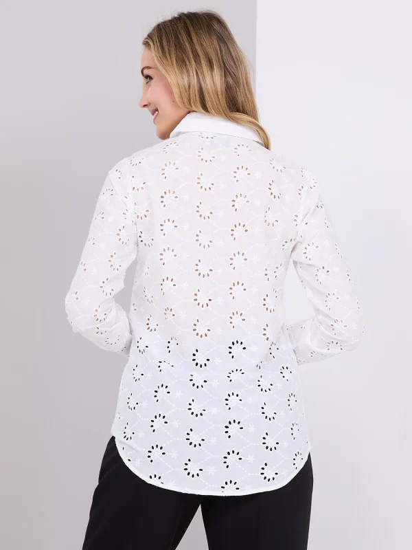 Eyelet Button-Front Blouse - Image 5