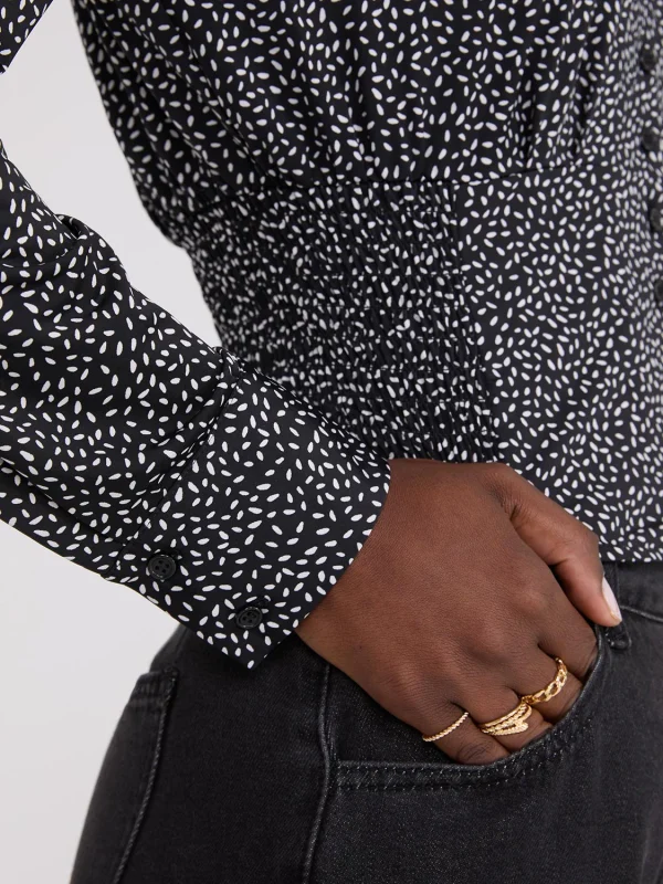 Printed Empire Waist Button-Front Blouse - Image 3