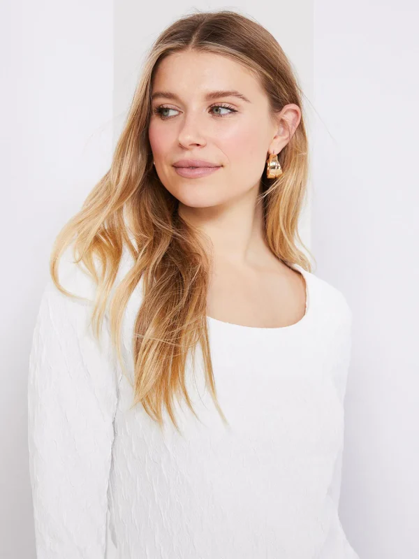 3/4 Sleeve Jacquard Print Top - Image 8
