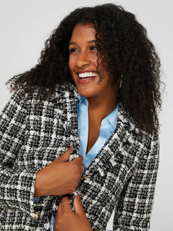 Boucle Blazer With Frayed Collar - Image 4