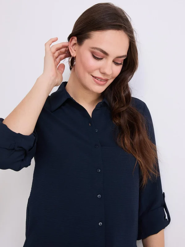 Textured Button-Front Blouse - Image 2