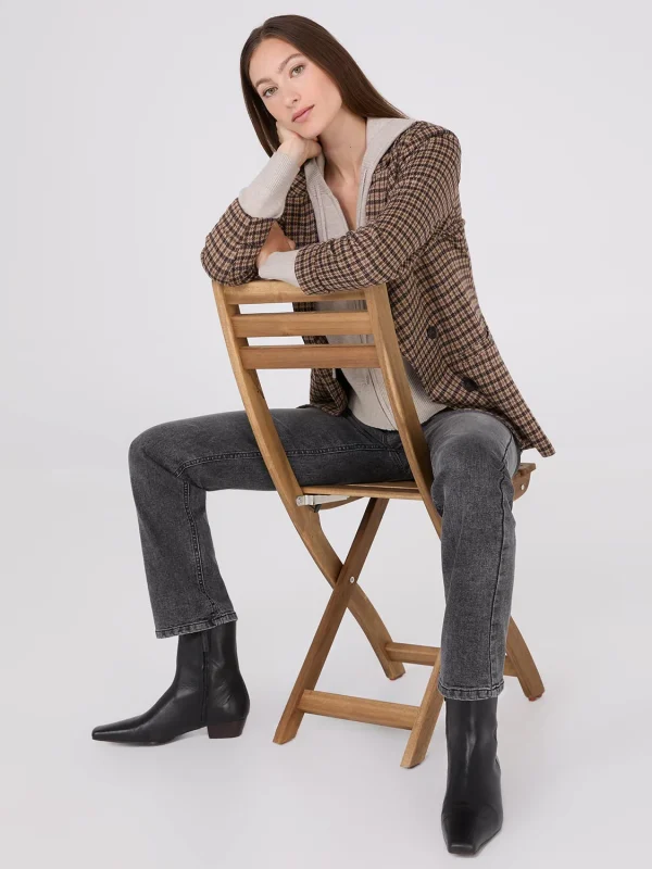 Houndstooth Jacquard Button-Front Blazer - Image 3