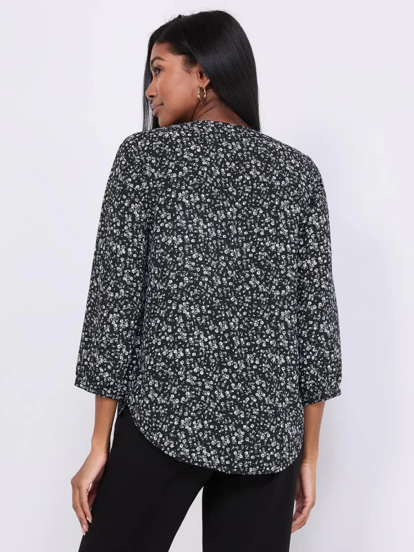 Floral Print Chiffon Split Neck Blouse - Image 5