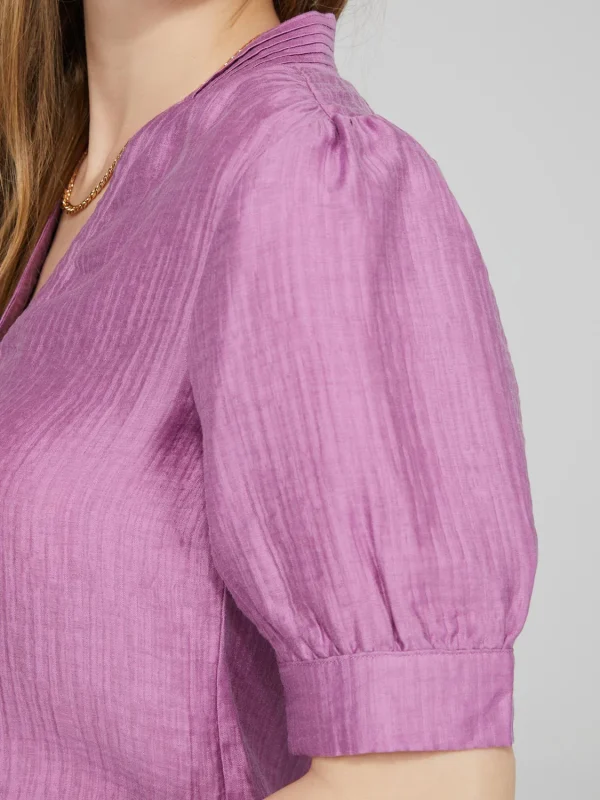 Split V-Neck Blouse With Pintuck Detail - Image 5