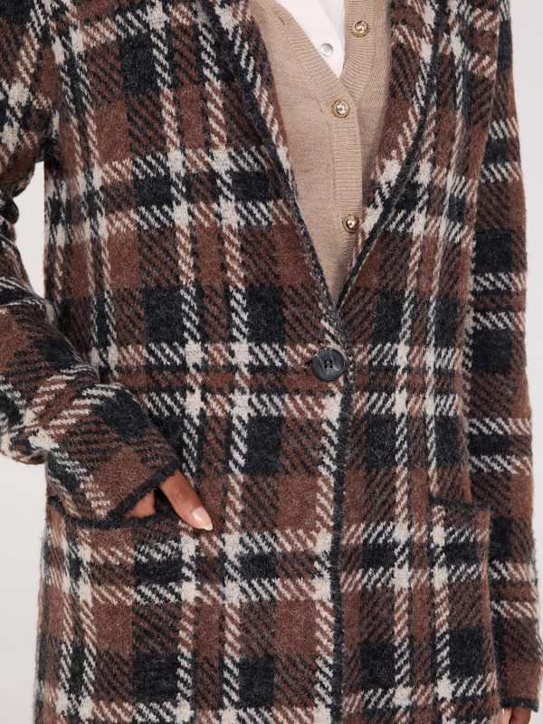 Jacquard Notch Collar One-Button Duster - Image 3