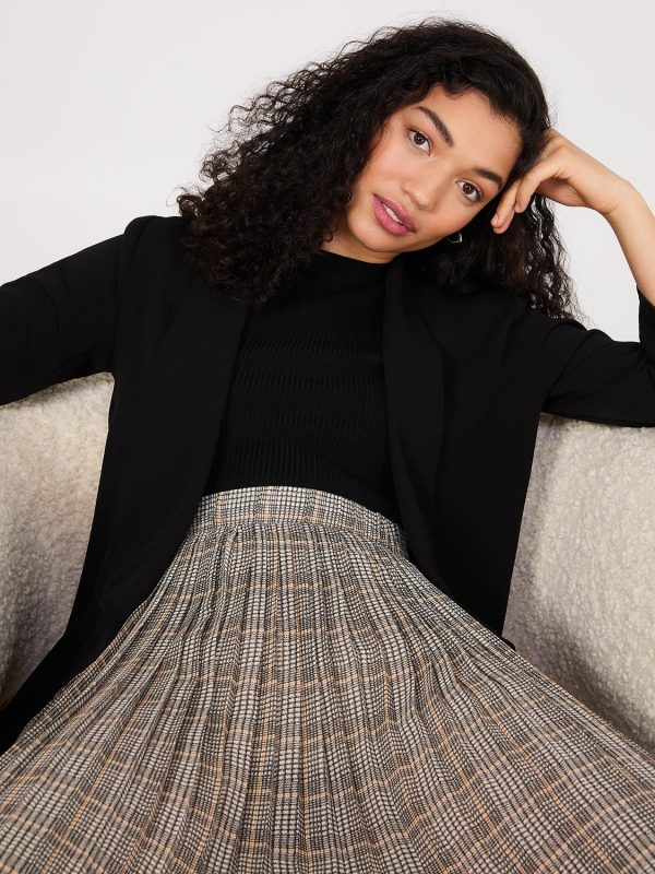 Plaid Pleated Chiffon Skirt - Image 4