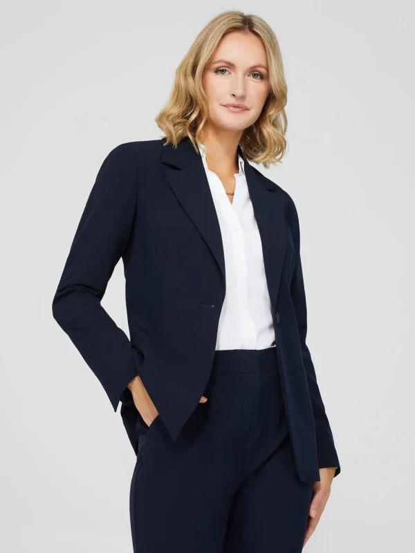 One-Button Long Sleeve Blazer With Pockets - Image 11