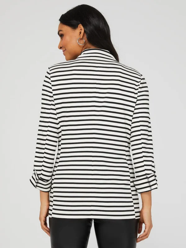 Striped Open Front Blazer - Image 6