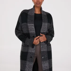 3-Button Plaid Coatigan